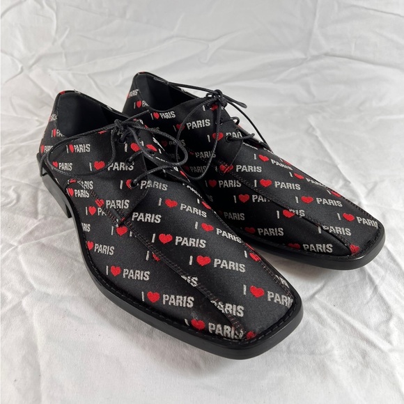 BALENCIAGA I Love Paris Men's Black Canvas Laces Up Marked as 42 9US - Picture 10 of 14